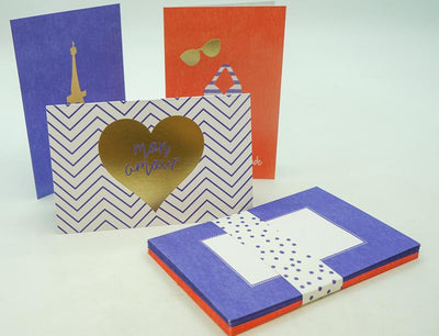 French Stationery: Boxed Notecards: 16 Cards In 4 Designs With Printed Envelopes