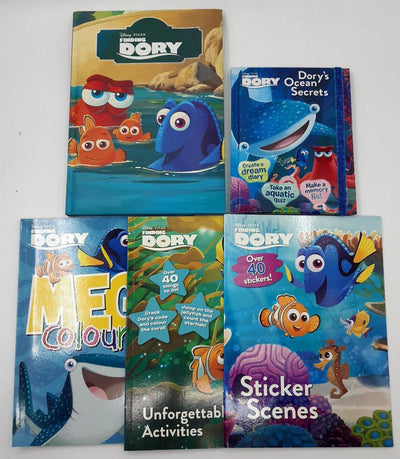 Finding Dory 5 Books Collection Pack In Zip Lock: Activity Sticker Colouring Story Book Fun